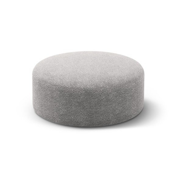 Poggiapiedi grigio chiaro con rivestimento in bouclé Dia – Micadoni 