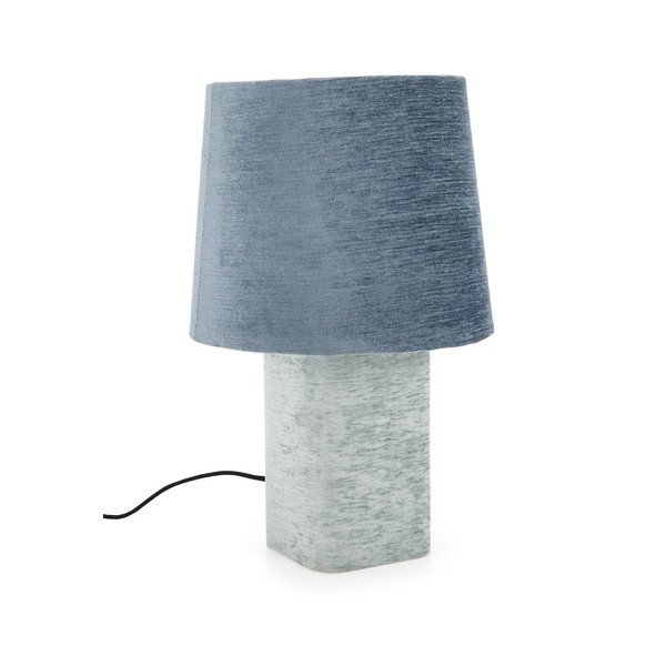 Lampada da tavolo blu in metallo con paralume in tessuto (altezza totale 50 cm) Demra – Bizzotto