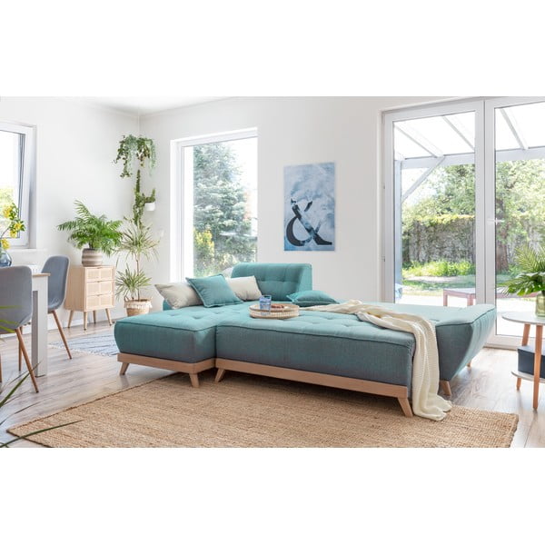 Divano letto angolare turchese (variabile) Dazzling Daisy - Miuform-image-3