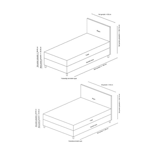 Letto matrimoniale in grigio chiaro imbottito con spazio contenitivo con rete inclusa 160x200 cm Vitalia – Kalune Design-image-3