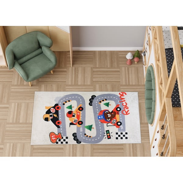 Tappeto da gioco per bambini avorio lavabile 100x160 cm Race Time – Vitaus-image-1