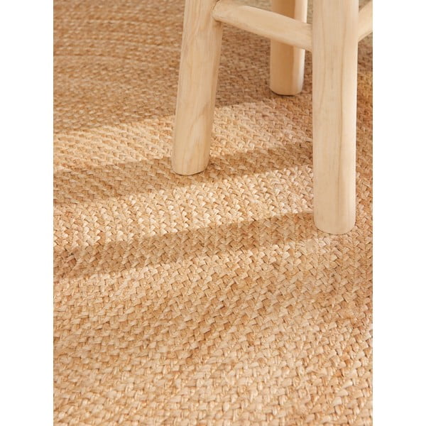 Tappeto rotondo di colore naturale in iuta reversibile e tessuto a mano ø 100 cm Jutta Gold – Hanse Home-image-4