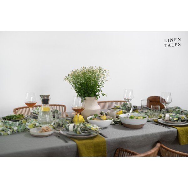 Sottobicchieri in panno verde in set da 4 Lotus - Linen Tales-image-4