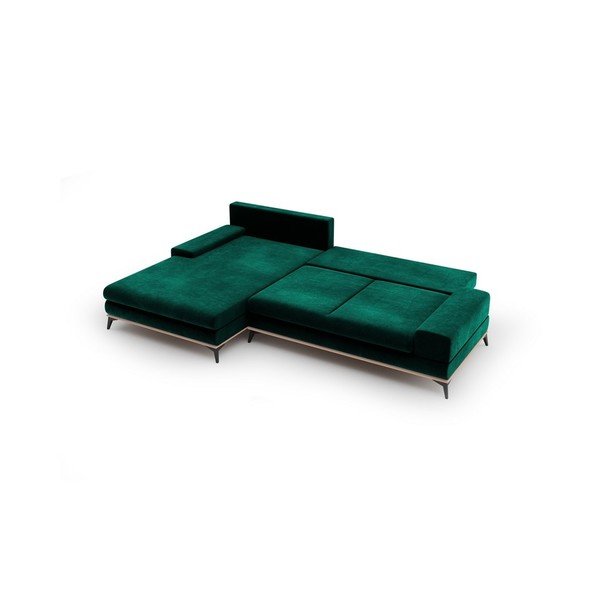 Divano letto angolare verde chiaro con rivestimento in velluto, angolo sinistro Astre - Windsor & Co Sofas-image-4