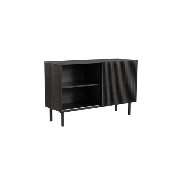 Armadietto nero con effetto frassino con porte scorrevoli 124x80x45 cm Sion – Jotex-image-3