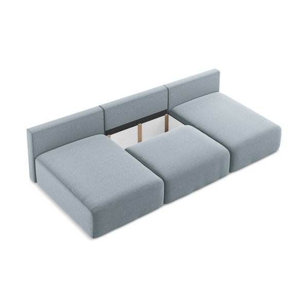 Divano angolare blu allungabile/con contenitore (a U) con rivestimento in velluto Kalena – Makamii-image-4