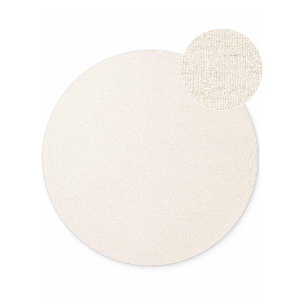 Tappeto rotondo color crema in lana tessuto a mano ø 200 cm Puristic Knots – Elle Decoration