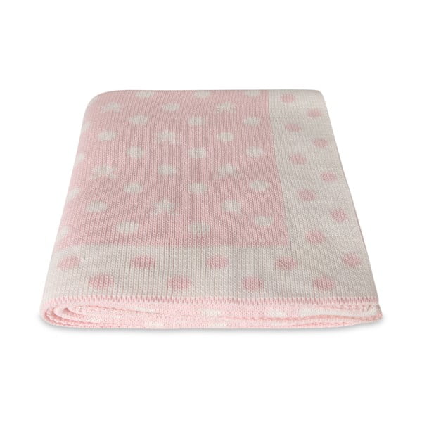 Coperta in cotone rosa Baby Dots, 90 x 90 cm - Homemania Decor-image-2