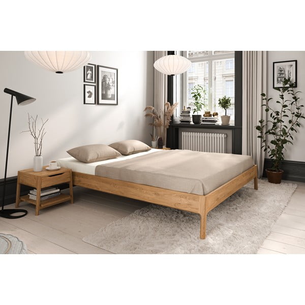 Letto matrimoniale in legno di quercia di colore naturale 200x200 cm Twig - The Beds-image-1