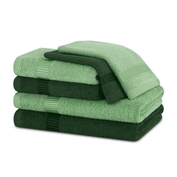 Set di asciugamani per viso e corpo tipo terry verdi in cotone 6 pz Avium – Restilo