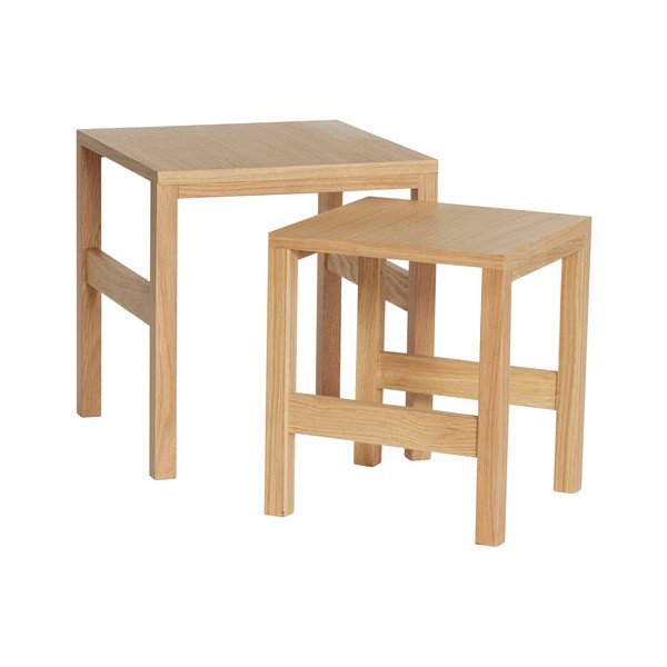 Set di 2 tavolini in rovere naturale 40x40 cm Puzzle - Hübsch-image-2