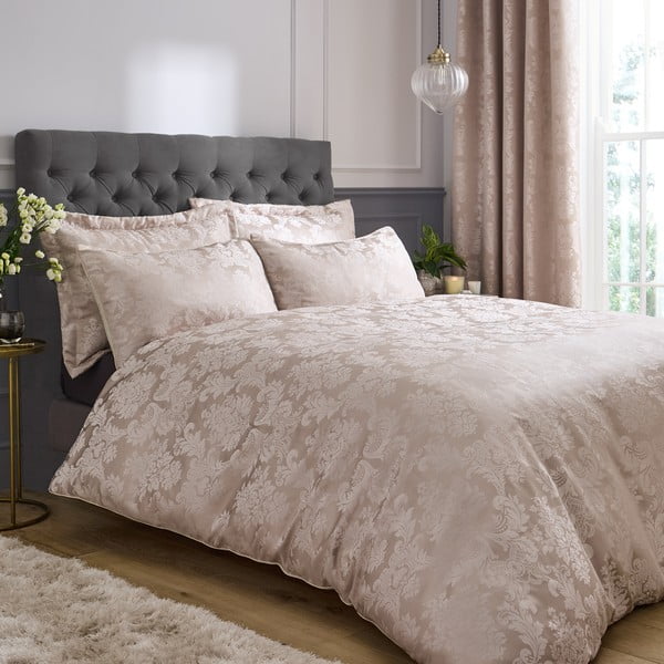 Biancheria da letto singola beige damascata 135x200 cm Damask Jacquard - Catherine Lansfield