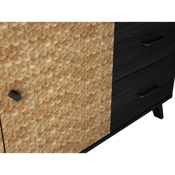 Cassettiera bassa nero/naturale 136x81 cm Hanoi - Marckeric-image-1