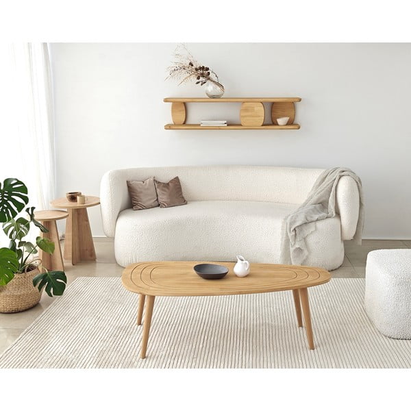 Scaffale doppio in legno di quercia di colore naturale 120 cm Modena - Kalune Design-image-4