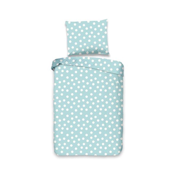Biancheria da letto in cotone blu baby a pois, 100 x 135 cm - Good Morning