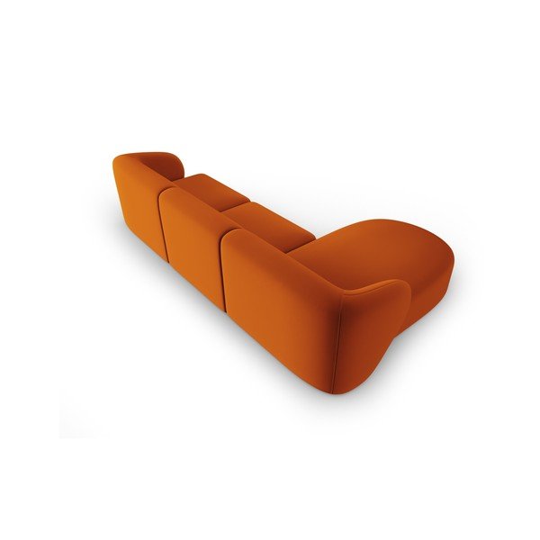 Divano angolare color terracotta (con penisola a sinistra/con chaise lounge) con rivestimento in velluto Paolo – Milo Casa-image-3