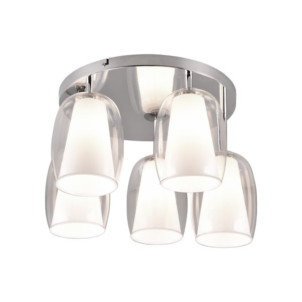 Apparecchio da soffitto con paralume in vetro ø 14 cm in argento Barret - Trio Select-image-1