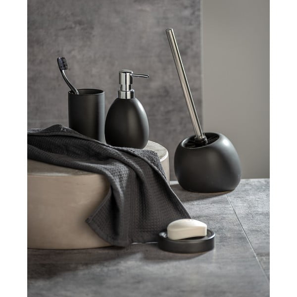 Dispenser di sapone in ceramica nera opaca Polaris - Wenko-image-1