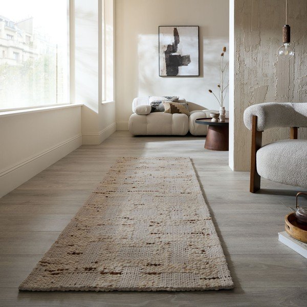 Passatoia di colore naturale in misto lana tessuta a mano 80x230 cm Rova Blend – Flair Rugs-image-1