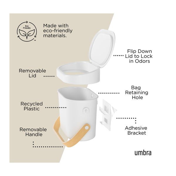 Bidone per l'umido bianco 4 l Bellwood – Umbra-image-3