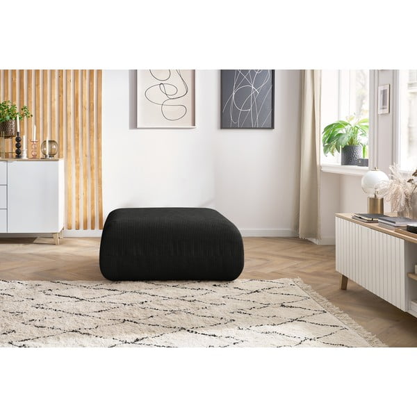 Pouf in velluto a coste grigio scuro Lecomte - Bobochic Paris-image-4