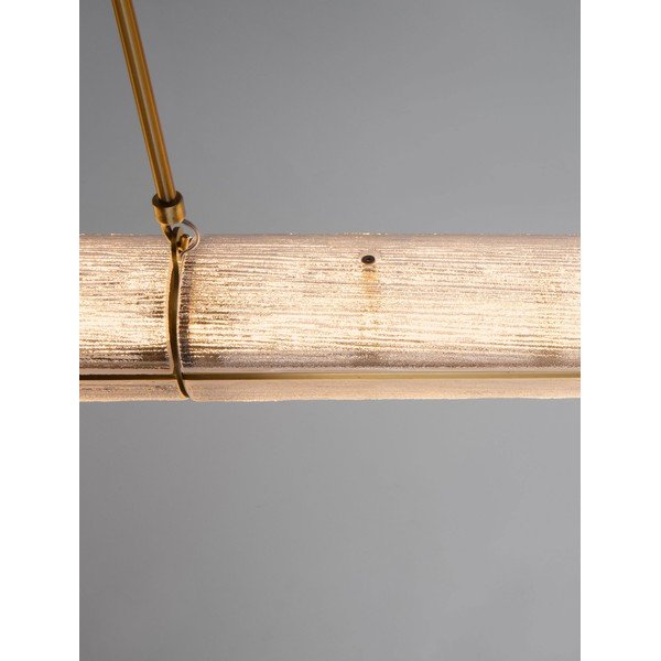 Lampadario LED color ottone in metallo con paralume in vetro con intensità regolabile Gloree – Nova Luce-image-4