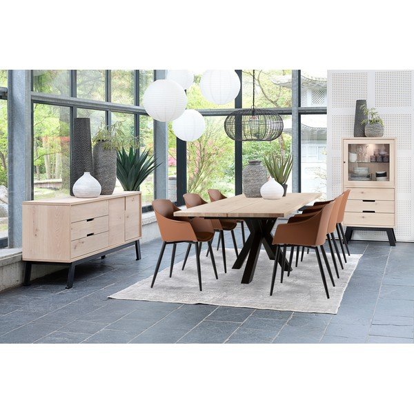 Vetrina in legno di quercia decorata Vito, altezza 145 cm - Canett-image-3
