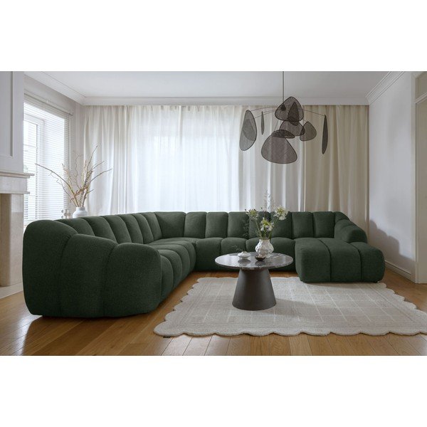 Divano angolare verde scuro (con penisola a sinistra/a U) Shell – Miuform-image-1