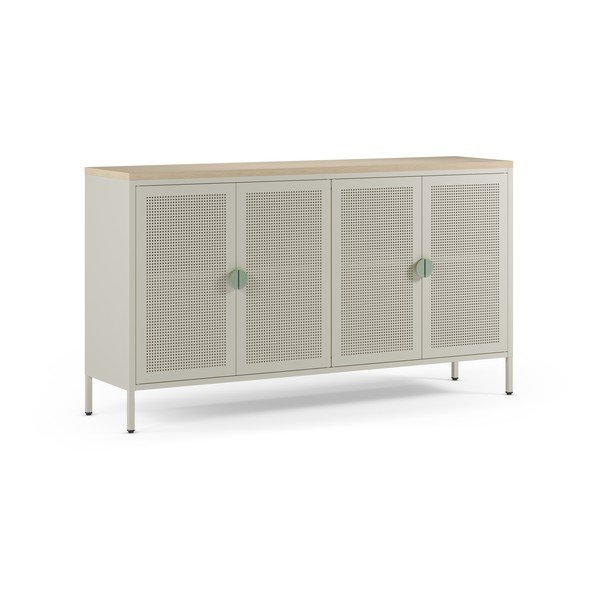 Armadietto color crema/di colore naturale in metallo 160x90x40 cm Sayla – Marckeric-image-4