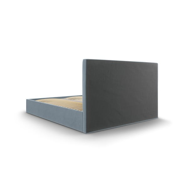 Letto matrimoniale imbottito azzurro con contenitore con griglia 180x200 cm Juniper - Mazzini Beds-image-4
