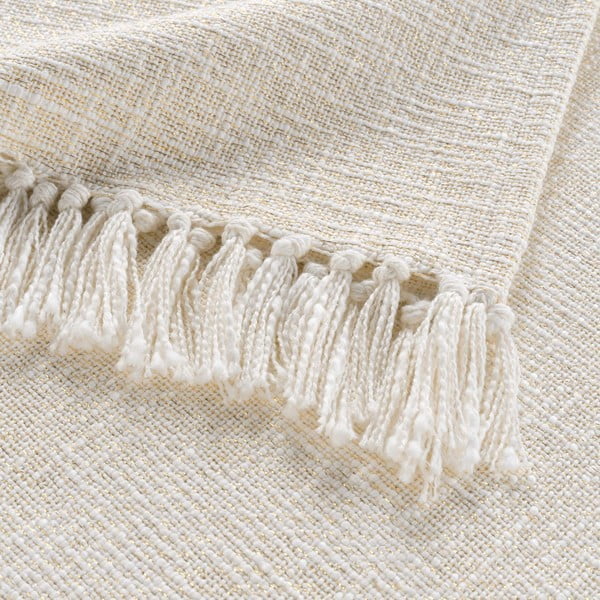 Coperta color crema in misto cotone 125x150 cm Ziggy – douceur d'intérieur-image-3