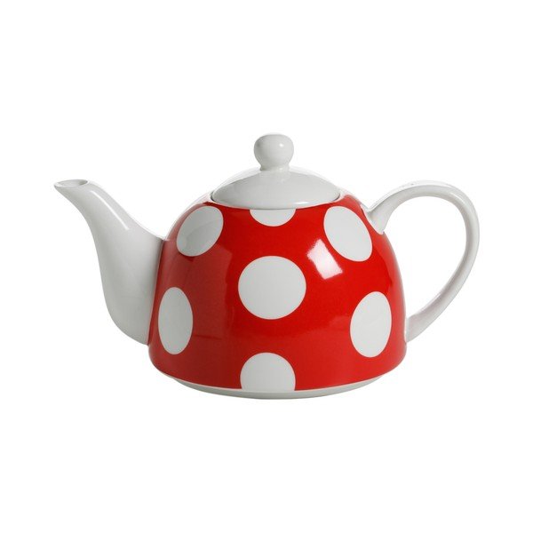 Červená porcelánová čajová konvice Maxwell & Williams Polka Dot, 800 ml
