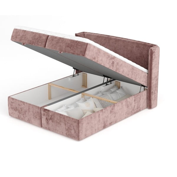 Letto boxspring rosa con spazio contenitivo 180x200 cm Passion - Maison de Rêve-image-3