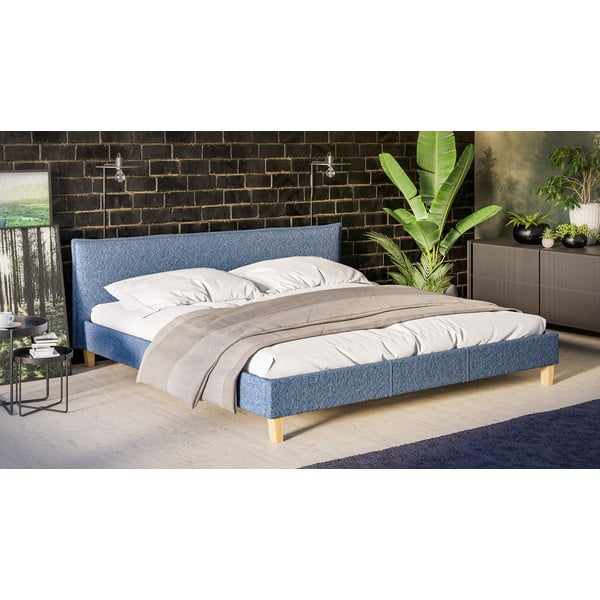 Letto matrimoniale imbottito blu con griglia 200x200 cm Tina - Ropez-image-2