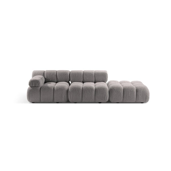 Divano componibile in grigio chiaro con rivestimento in bouclé 288 cm Bellis – Micadoni 