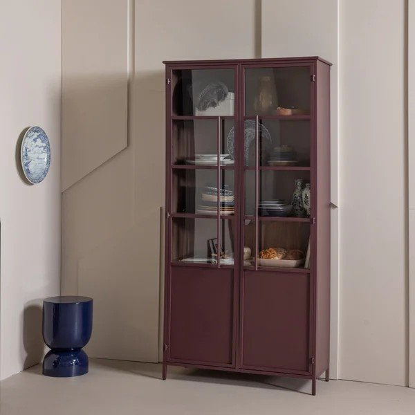 Vetrina burgundy in metallo 99x203x45 cm Exhibit – WOOOD-image-1