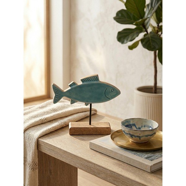 Statuetta in legno (altezza totale 20 cm) Fish – Ego Dekor-image-1