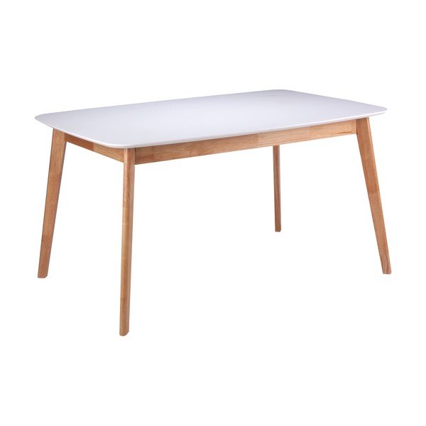 Tavolo da pranzo pieghevole bianco con base in legno di gomma, lunghezza 120 cm Enma - sømcasa