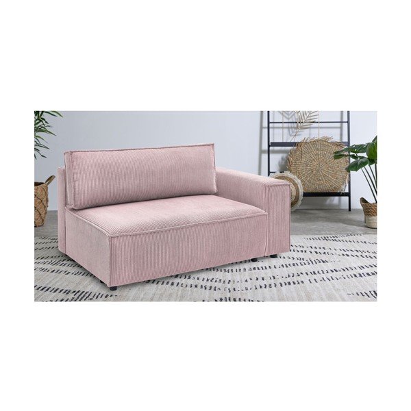 Modulo del divano in velluto a coste rosa chiaro, angolo destro Nihad modular - Bobochic Paris-image-1