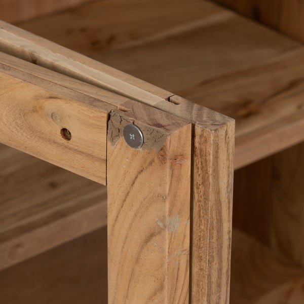 Vetrina di colore naturale in acacia massiccia 180x80x40 cm Creel – Ixia-image-4