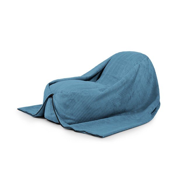 Pouf a sacco per bambini blu con rivestimento in velluto a coste Cocoon 120 – SLOWDOWN