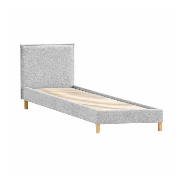 Letto singolo imbottito grigio con griglia 90x200 cm Tina - Ropez