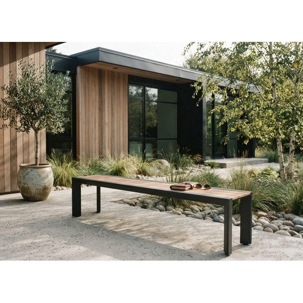 Panca da giardino in metallo grigio-marrone scuro Silea - Garden Pleasure-image-1