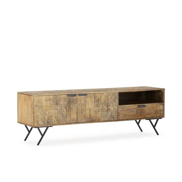 Mobile TV di colore naturale in mango massiccio 175x55x40 cm Priya – MOME