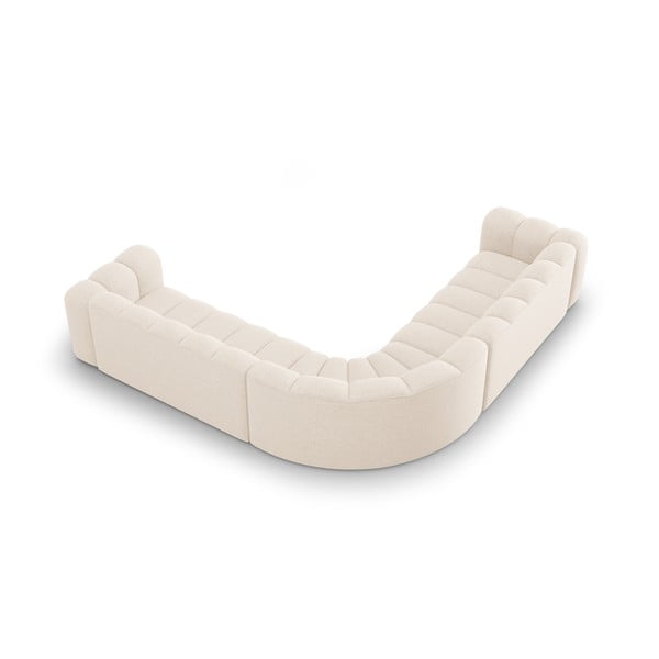 Divano angolare componibile color crema con rivestimento in ciniglia Lupine – Micadoni -image-3