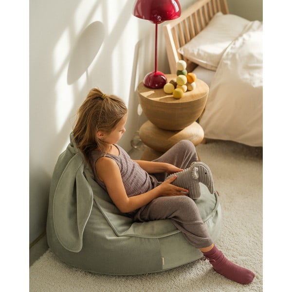 Pouf a sacco per bambini color menta con rivestimento in velluto Bunny – Wigiwama-image-2
