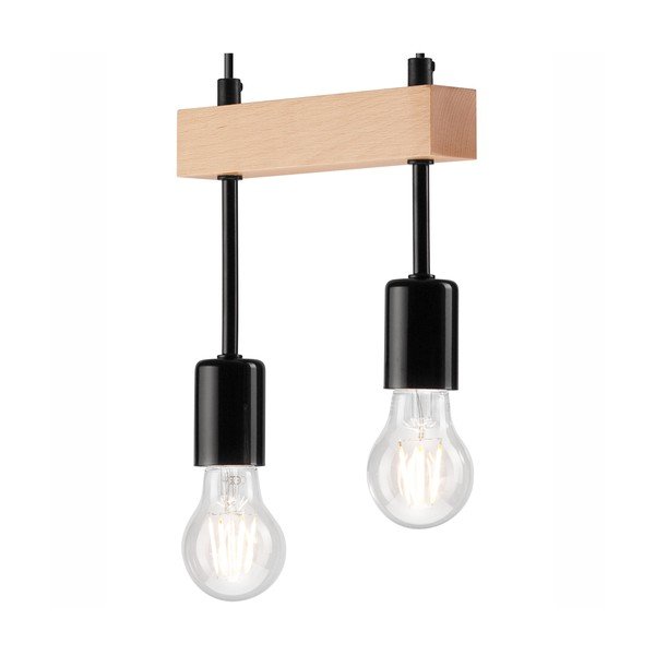 Lampadario nero/di colore naturale Orazio – LAMKUR-image-3