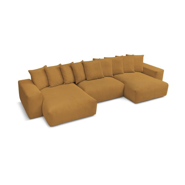 Divano angolare color senape con rivestimento in velluto a coste Voltaire – Bobochic Paris-image-4