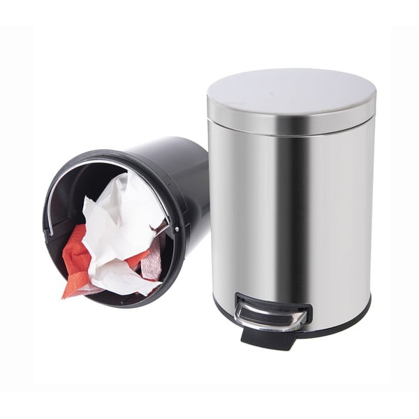 Cestino per rifiuti con piedini in acciaio inox in argento lucido 3 l - Orion-image-1