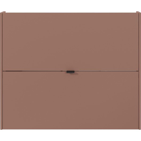 Scarpiera marrone con effetto rovere con ante ribaltabili/da parete 100x83x18 cm Ameca – Germania-image-2